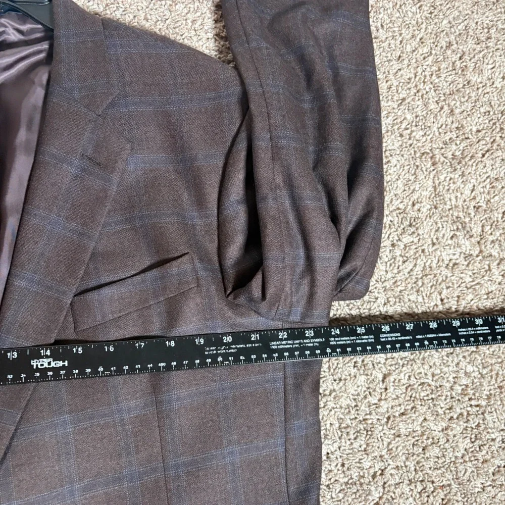 Brooks Brothers 1818 Madison Brown Windowpane Saxon Wool Blazer Sport Coat 46R